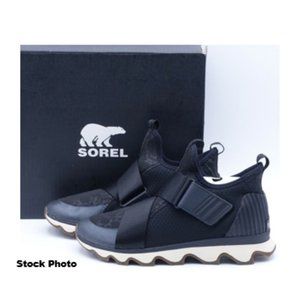 SOREL Kinetic Sneak Women’s Sneakers Fashion Shoes Black White Leopard Size 7.5